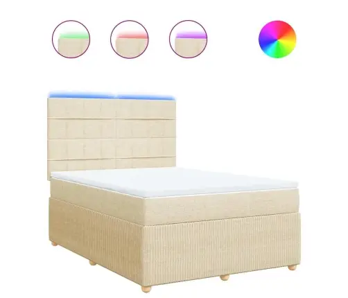 Atsperu Gulta Ar Matraci, Krēmkrāsas Audums, 140X190 Cm Vidaxl