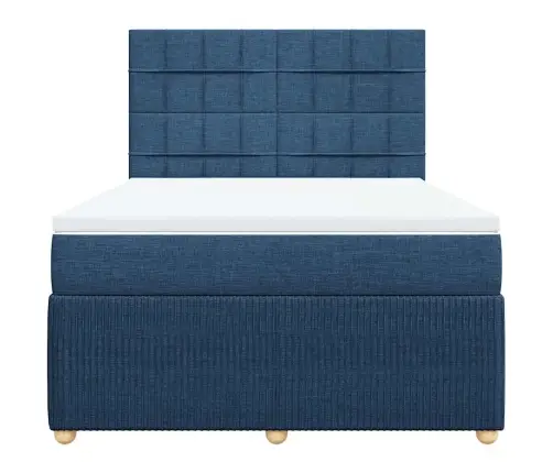 Atsperu Gulta Ar Matraci, Zils Audums, 140X190 Cm Vidaxl