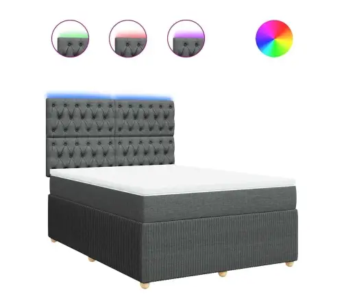 Lova Su Spyruoklėmis Ir Čiužiniu, Tamsiai Pilka, 140X200 Cm