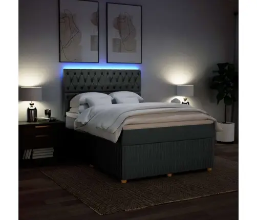 Lova Su Spyruoklėmis Ir Čiužiniu, Tamsiai Pilka, 140X200 Cm