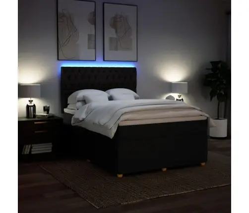 Atsperu Gulta Ar Matraci, Melna Audums, 140X190 Cm Vidaxl