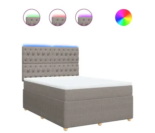 Atsperu Gulta Ar Matraci, Pelēkbrūns Audums, 140X190 Cm Vidaxl