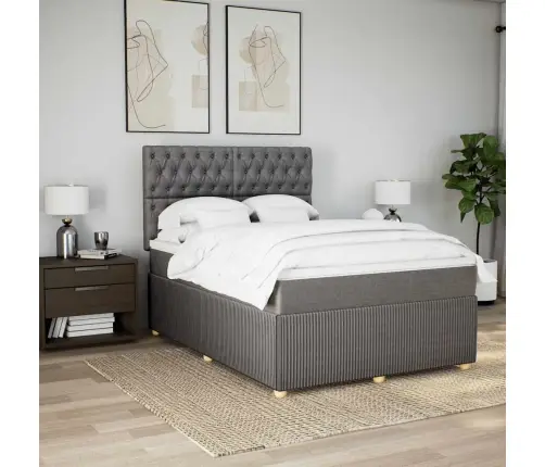 Atsperu Gulta Ar Matraci, Pelēkbrūns Audums, 140X190 Cm Vidaxl