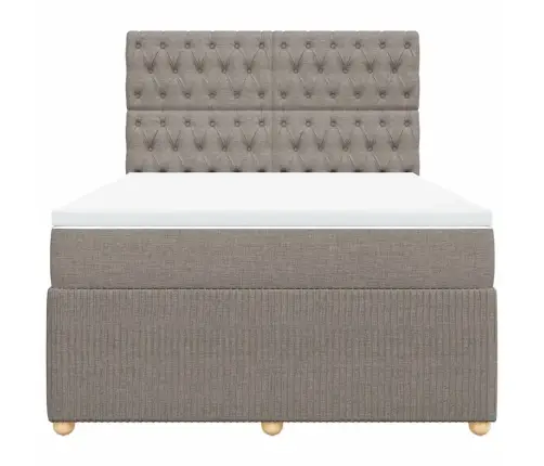 Atsperu Gulta Ar Matraci, Pelēkbrūns Audums, 140X190 Cm Vidaxl