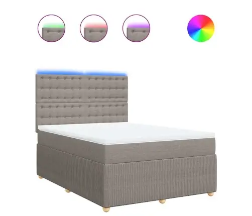 Atsperu Gulta Ar Matraci, Pelēkbrūns Audums, 140X190 Cm Vidaxl