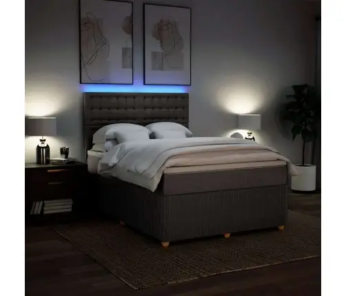 Atsperu Gulta Ar Matraci, Pelēkbrūns Audums, 140X190 Cm Vidaxl