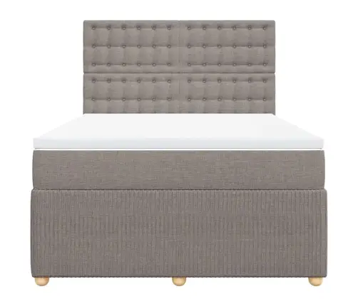 Atsperu Gulta Ar Matraci, Pelēkbrūns Audums, 140X190 Cm Vidaxl