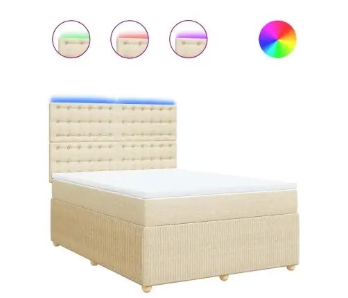 Atsperu Gulta Ar Matraci, Krēmkrāsas Audums, 140X190 Cm Vidaxl