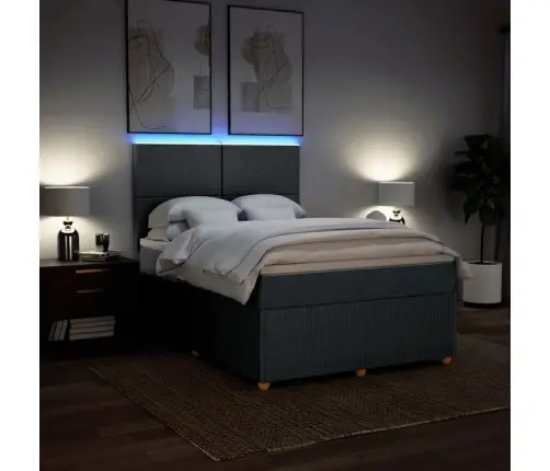 Atsperu Gulta Ar Matraci, Tumši Pelēka, 140X200 Cm, Audums Vidaxl