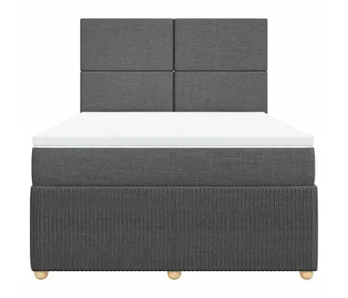 Atsperu Gulta Ar Matraci, Tumši Pelēka, 140X200 Cm, Audums Vidaxl