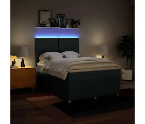 Atsperu Gulta Ar Matraci, Zils, 140X200 Cm, Audums Vidaxl