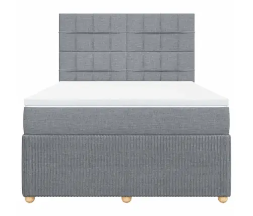 Atsperu Gultas Rāmis Ar Matraci, Gaiši Pelēka Audums, 140X200Cm Vidaxl