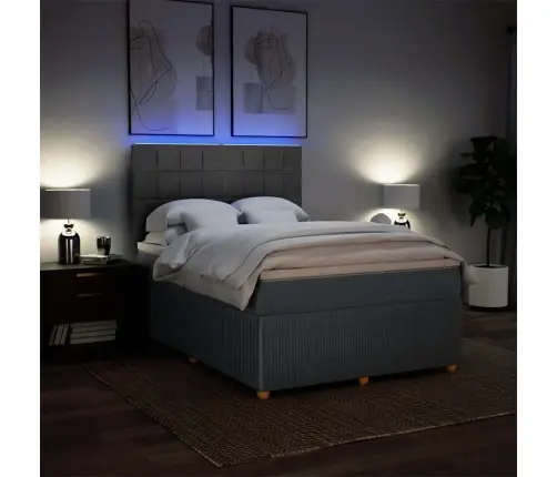 Atsperu Gulta Ar Matraci, Tumši Pelēka, 140X200 Cm, Audums Vidaxl