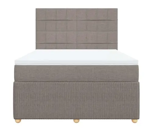 Atsperu Gulta Ar Matraci, Pelēkbrūns, 140X200 Cm, Audums Vidaxl