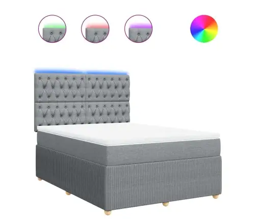 Lova Su Spyruoklėmis Ir Čiužiniu, Pilka, 140X200cm Audinys