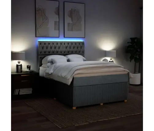 Lova Su Spyruoklėmis Ir Čiužiniu, Pilka, 140X200cm Audinys