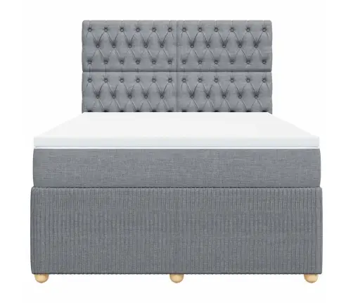 Lova Su Spyruoklėmis Ir Čiužiniu, Pilka, 140X200cm Audinys