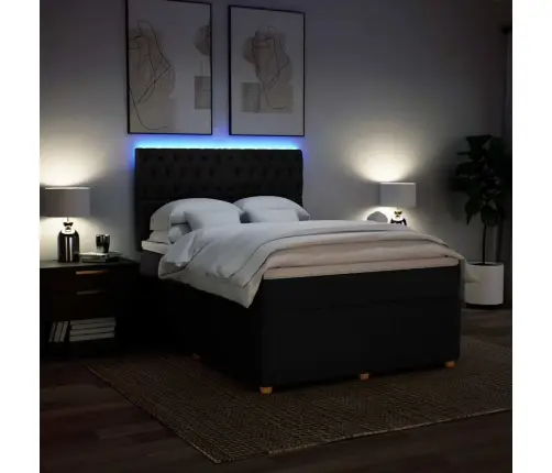 Atsperu Gulta Ar Matraci, Melna, 140X200 Cm, Audums Vidaxl