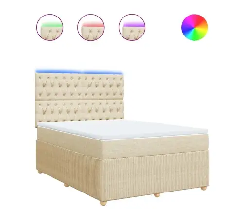 Atsperu Gulta Ar Matraci, Krēmkrāsas, 140X200 Cm, Audums Vidaxl