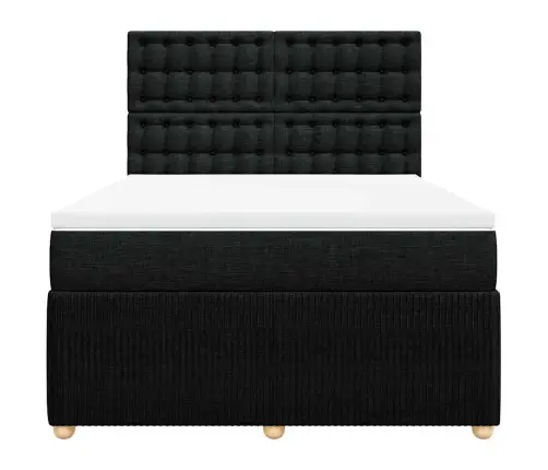 Atsperu Gulta Ar Matraci, Melna, 140X200 Cm, Audums Vidaxl