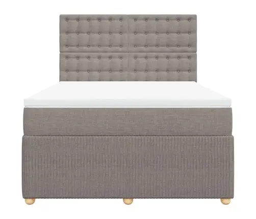 Lova Su Spyruoklėmis Ir Čiužiniu, Taupe, 140X200 cm Audinys