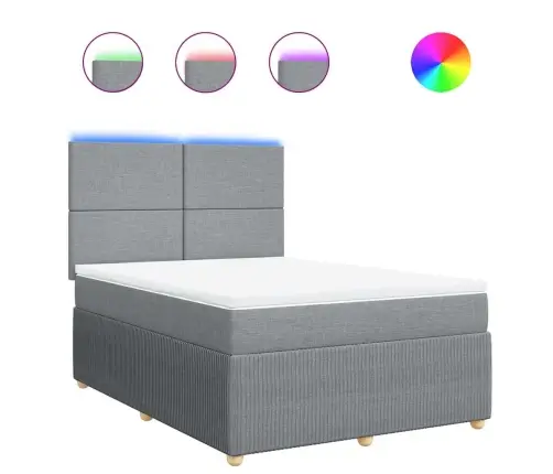 Lova Su Spyruoklėmis Ir Čiužiniu, Pilka, 160X200cm Audinys