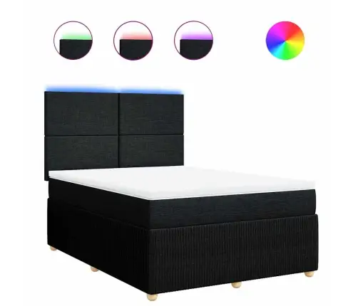 Lova Su Spyruoklėmis Ir Čiužiniu, Juoda, 160X200 cm Audinys