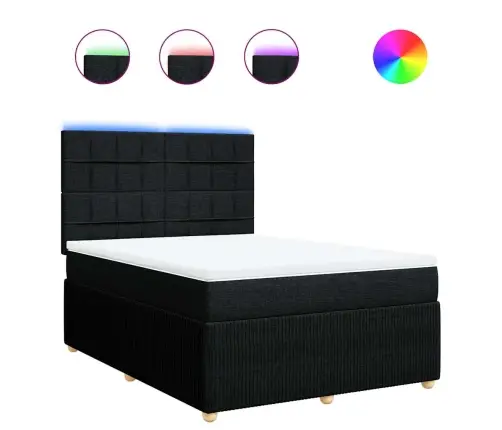 Lova Su Spyruoklėmis Ir Čiužiniu, Juoda, 160X200 cm Audinys