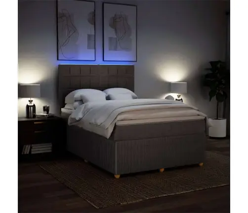 Atsperu Gulta Ar Matraci, Pelēkbrūns, 160X200 Cm, Audums Vidaxl