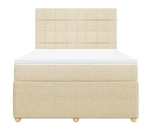 Lova Su Spyruoklėmis Ir Čiužiniu, Kreminė, 160X200 cm Audinys