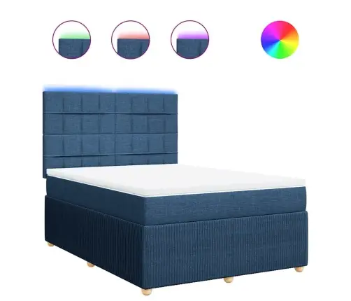 Atsperu Gulta Ar Matraci, Zils, 160X200 Cm, Audums Vidaxl