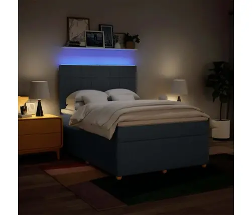 Atsperu Gulta Ar Matraci, Zils, 160X200 Cm, Audums Vidaxl