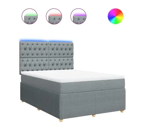 Atsperu Gulta Ar Matraci, Gaiši Pelēka Audums, 160X200 Cm Vidaxl