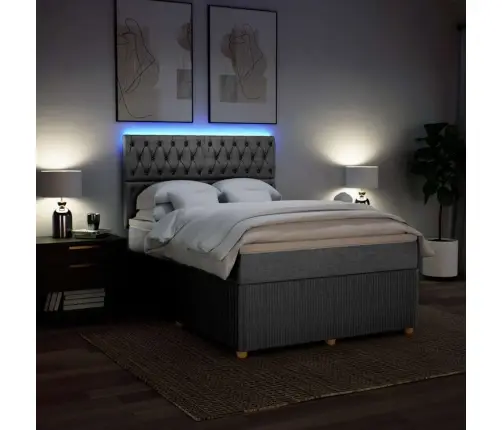 Atsperu Gulta Ar Matraci, Gaiši Pelēka Audums, 160X200 Cm Vidaxl