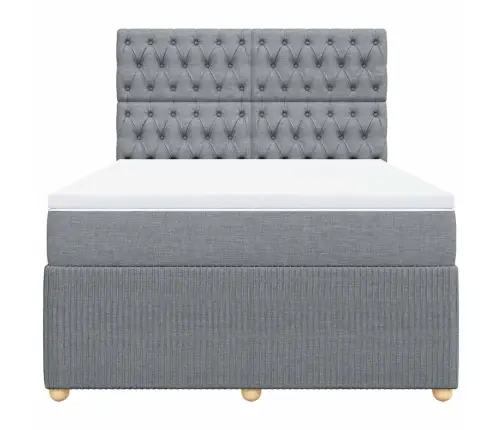 Atsperu Gulta Ar Matraci, Gaiši Pelēka Audums, 160X200 Cm Vidaxl