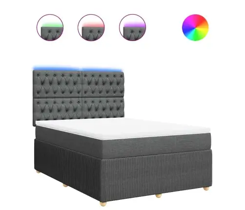 Atsperu Gulta Ar Matraci, Tumši Pelēks, 160X200 Cm, Audums Vidaxl