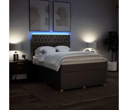 Atsperu Gulta Ar Matraci, Pelēkbrūns, 160X200 Cm, Audums Vidaxl