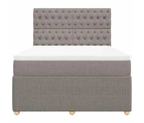 Atsperu Gulta Ar Matraci, Pelēkbrūns, 160X200 Cm, Audums Vidaxl