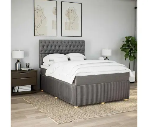 Atsperu Gulta Ar Matraci, Pelēkbrūns, 160X200 Cm, Audums Vidaxl