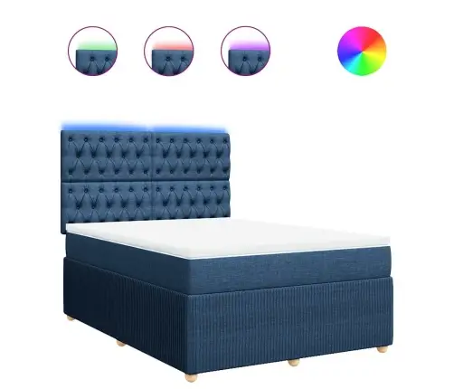 Atsperu Gulta Ar Matraci, Zils, 160X200 Cm, Audums Vidaxl