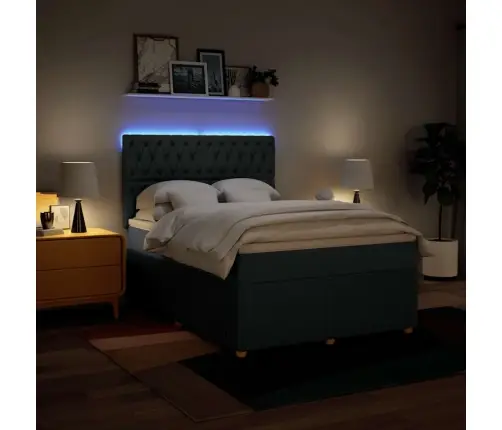 Atsperu Gulta Ar Matraci, Zils, 160X200 Cm, Audums Vidaxl