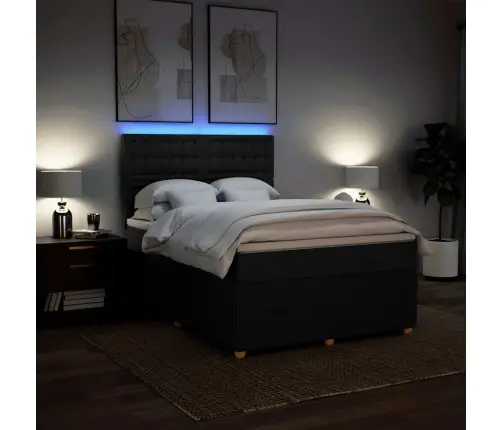 Atsperu Gulta Ar Matraci, Melns, 160X200 Cm, Audums Vidaxl