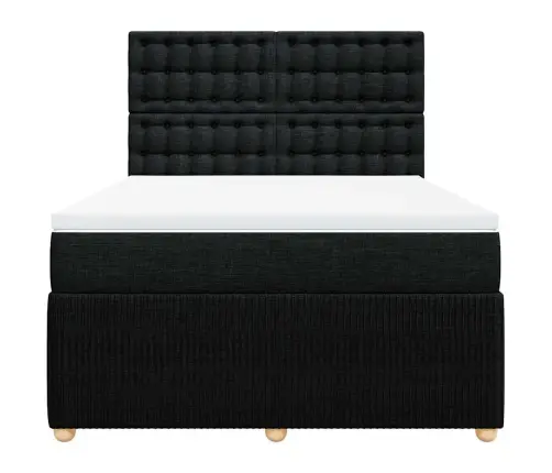 Atsperu Gulta Ar Matraci, Melns, 160X200 Cm, Audums Vidaxl