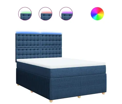 Atsperu Gulta Ar Matraci, Zils, 160X200 Cm, Audums Vidaxl