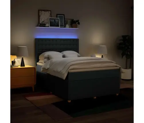 Atsperu Gulta Ar Matraci, Zils, 160X200 Cm, Audums Vidaxl