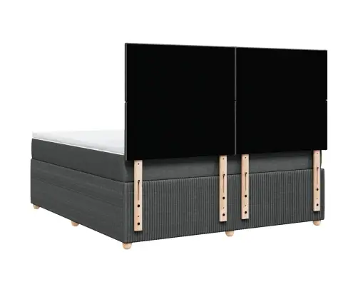 Atsperu Gulta Ar Matraci, Tumši Pelēks, 180X200 Cm, Audums Vidaxl