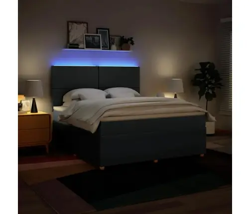 Lova Su Spyruoklėmis Ir Čiužiniu, Mėlyna, 180X200 cm Audinys