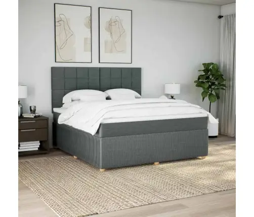 Lova Su Spyruoklėmis/Čiužiniu,Tamsiai Pilka, 180X200cm Audinys