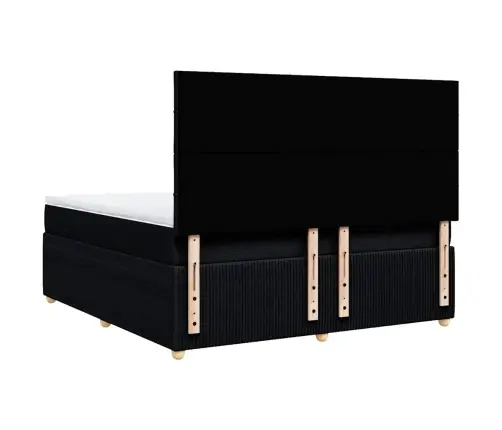 Lova Su Spyruoklėmis Ir Čiužiniu, Juoda, 180X200 cm Audinys