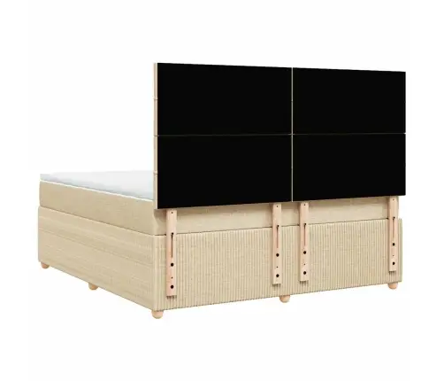 Lova Su Spyruoklėmis Ir Čiužiniu, Kreminė, 180X200 cm Audinys